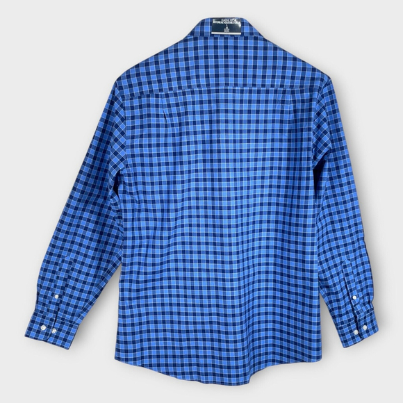 NAUTICA Performance Shirt Men's LARGE 16 34/35 Classic Fit Blue Plaid NEW - Picture 2 of 9